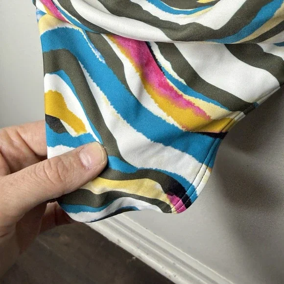 DKNY Zebra Multicolor Stripe Ruffle One Piece Swimsuit Women's 12 Swimming Suit - Picture 4 of 13